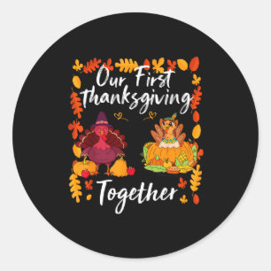 Unser erstes Thanksgiving Zusammen Passendes Paar Runder Aufkleber