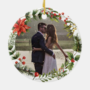 Unser erstes Verheiratetes Foto zu Weihnachten bot Keramik Ornament