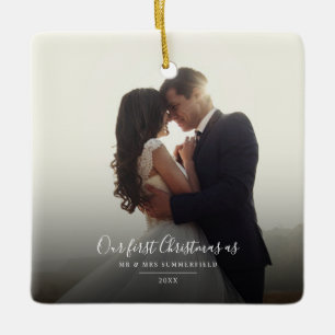 Unser erstes Verheiratetes Foto zu Weihnachten Keramikornament