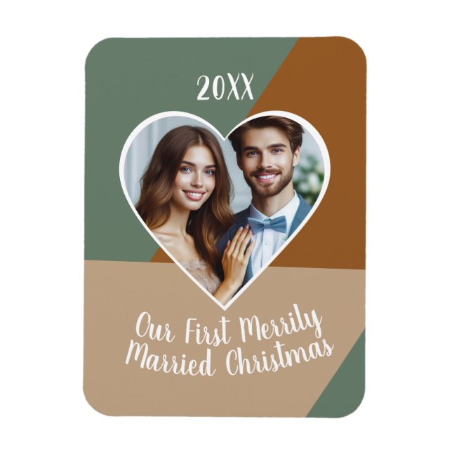 Unser erstes Verheiratetes Weihnachts-Foto Magnet (Vertikal)