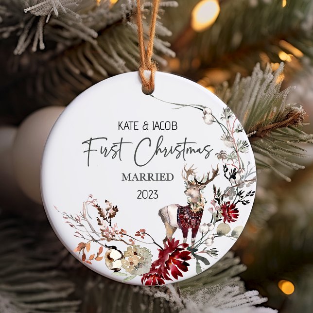 Unser erstes Verheiratetes Weihnachtsgebäck Keramik Ornament (First Christmas married Ornament)