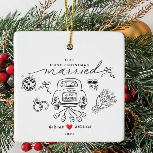 Unser erstes Verheiratetes Weihnachtsgeschenk Keramikornament