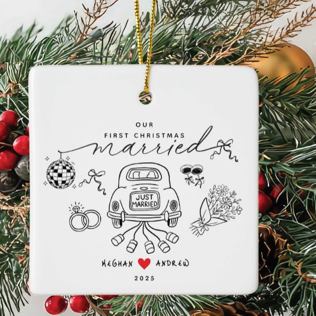 Unser erstes Verheiratetes Weihnachtsgeschenk Keramikornament (Von Creator hochgeladen)