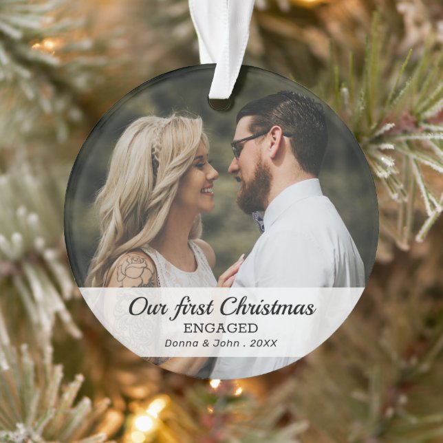 Unser erstes Verlobtes Foto zu Weihnachten Ornament (Baum)