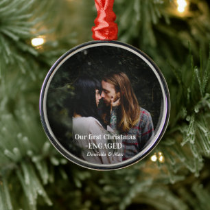 Unser erstes Verlobtes Foto zu Weihnachten Ornament Aus Metall