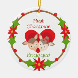 Unser erstes Verlobtes Hirsch im Herzen Keramik Ornament