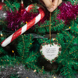 Unser erstes Verlobtes Kieferkiefer-Foto zu Weihna Keramik Ornament