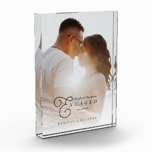 Unser erstes Verlobtes klassisches Minimal-Foto Fotoblock