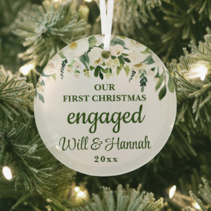 Unser erstes Verlobtes Personalisiertes Weihnachts Ornament Aus Glas