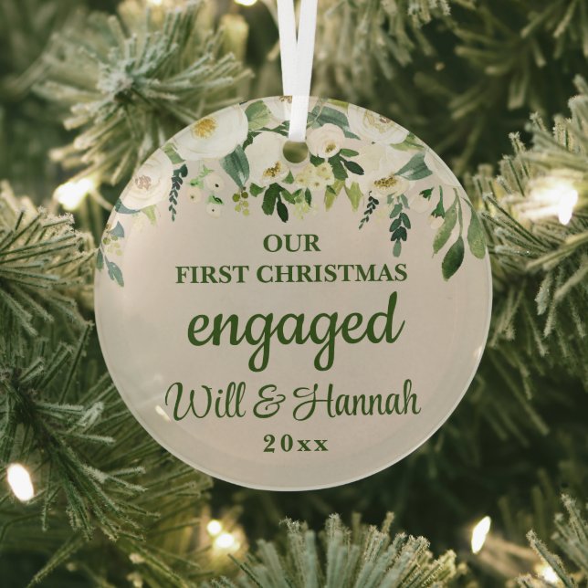 Unser erstes Verlobtes Personalisiertes Weihnachts Ornament Aus Glas (InSitu)