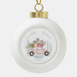 Unser erstes Verlobtes Weihnachtsauto Keramik Kugel-Ornament