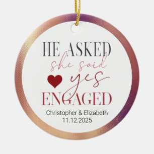 Unser erstes Verlobungs-Roségold-Weihnachten Keramik Ornament