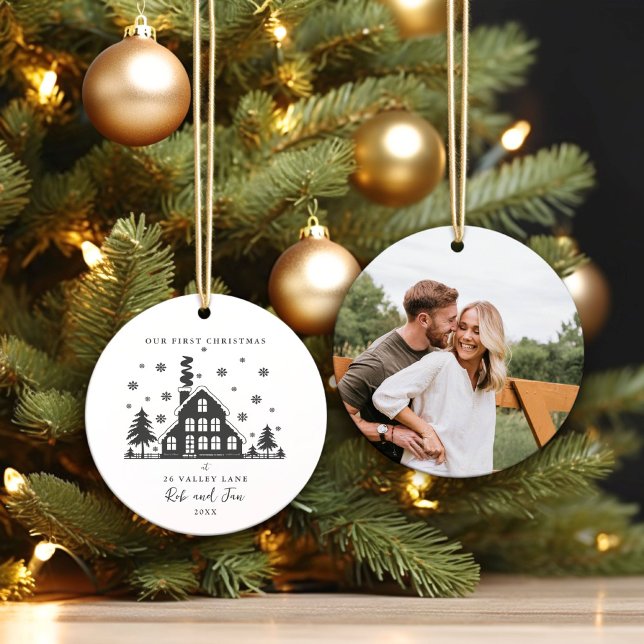 Unser erstes Weihnachten als ein paar, Minimalisti Keramik Ornament (Von Creator hochgeladen)