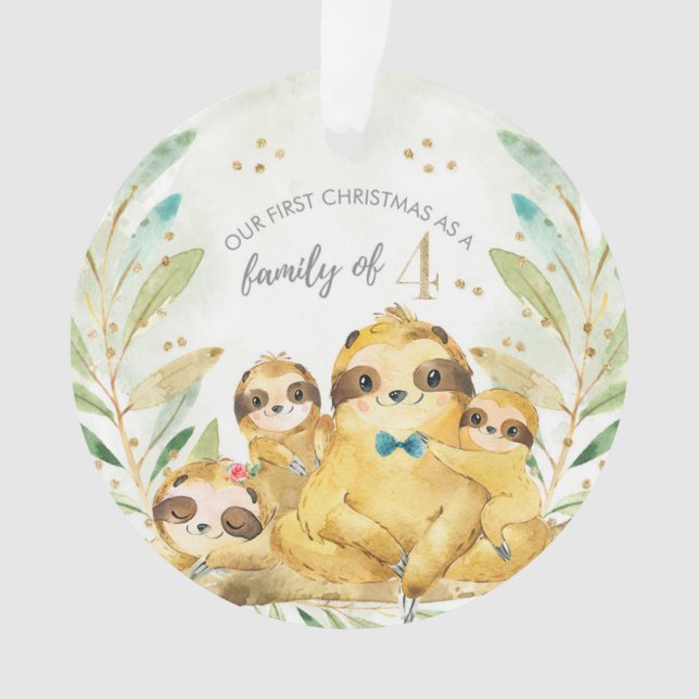 Unser erstes Weihnachten als eine Familie von vier Ornament (Vorderseite)