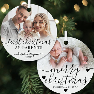 Unser erstes Weihnachten als Eltern Foto Ornament Aus Metall