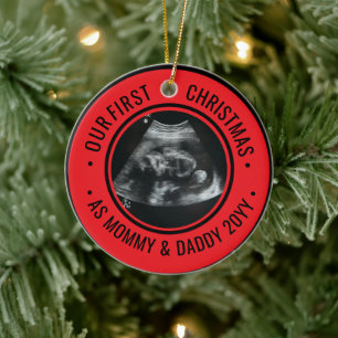 Unser erstes Weihnachten als Eltern Ultraschall Keramik Ornament