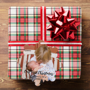 Unser erstes Weihnachten als Familie mit 4 Ornament Karte
