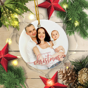 Unser erstes Weihnachten als Familie von 3 Roségol Keramik Ornament