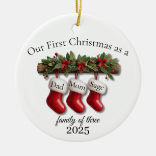 Unser erstes Weihnachten als Familie zu Dritt 2025 Keramik Ornament