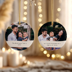 Unser erstes Weihnachten als Familie zu dritt 2 Keramik Ornament