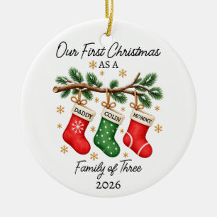 Unser erstes Weihnachten als Familie zu Dritt Keramik Ornament