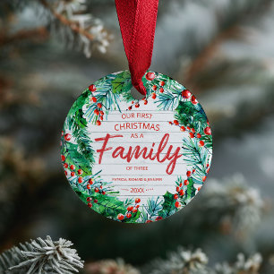 Unser erstes Weihnachten als Familie zu dritt Rust Keramik Ornament