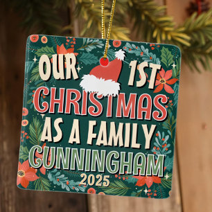 Unser erstes Weihnachten als Familienschrei Keramikornament