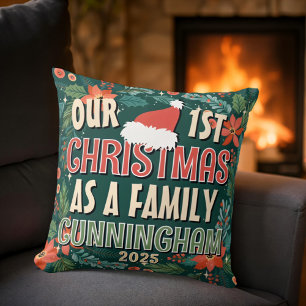 Unser erstes Weihnachten als Familienschrei Kissen