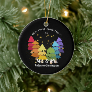 Unser erstes Weihnachten als Frau. und Frau Rainbo Keramik Ornament