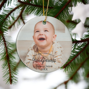 Unser erstes Weihnachten als Großeltern Baby-Foto Keramik Ornament