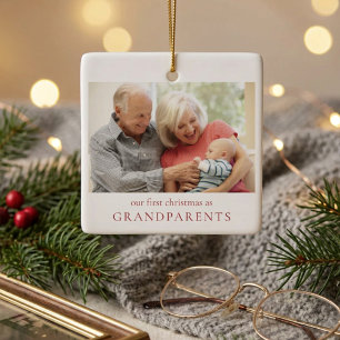Unser erstes Weihnachten als Großeltern Baby-Foto Keramikornament