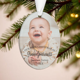 Unser erstes Weihnachten als Großeltern Baby-Foto Ornament