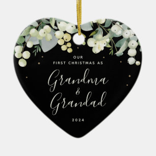 Unser erstes Weihnachten als Großeltern Foto Herz Keramik Ornament