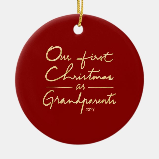 Unser erstes Weihnachten als Großeltern-Foto Keramik Ornament (Vorne)