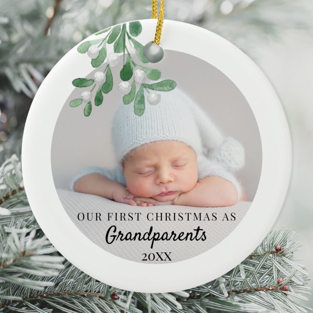 Unser erstes Weihnachten als Großeltern-Foto Keramik Ornament (Von Creator hochgeladen)