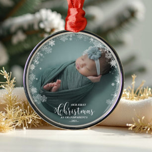 Unser erstes Weihnachten als Großeltern Foto-Ornam Ornament Aus Metall
