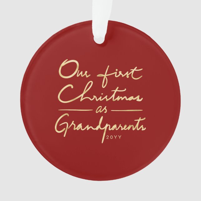 Unser erstes Weihnachten als Großeltern-Foto Ornament (Vorderseite)