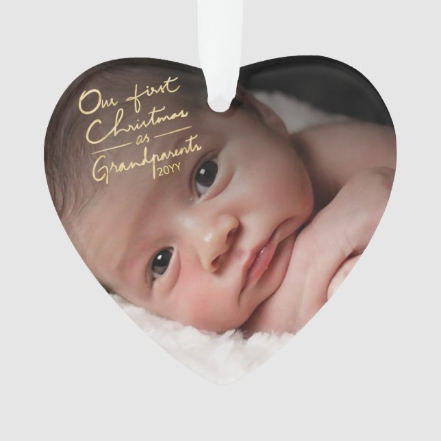 Unser erstes Weihnachten als Großeltern-Herz Ornament (Vorderseite)