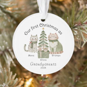 Unser erstes Weihnachten als Großeltern Katzen Ornament