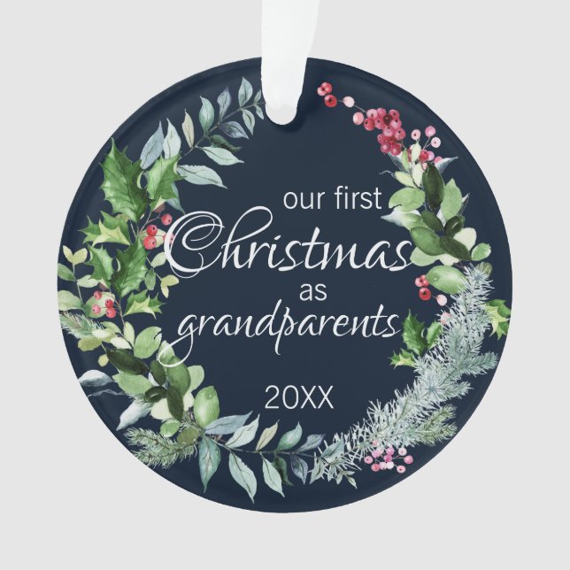 Unser erstes Weihnachten als Großeltern Moderner K Ornament (Vorderseite)