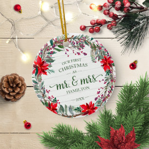 Unser erstes Weihnachten als Herr & Frau 2020 Rust Keramik Ornament