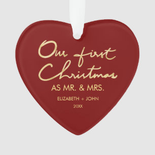 Unser erstes Weihnachten als Herr u. Frau Herz Ornament