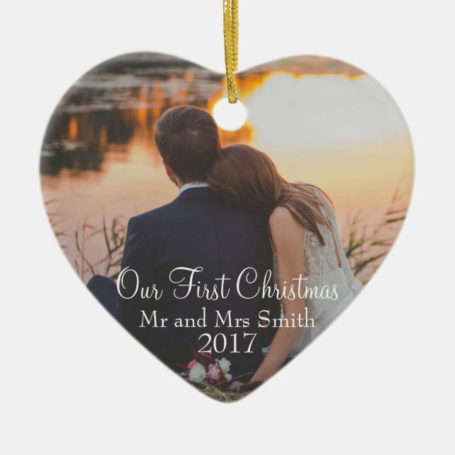 "Unser erstes Weihnachten" als Herr u. Frau Keramik Ornament (Vorne)