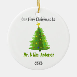 Unser erstes Weihnachten als Herr-u. Frau-Newly Keramik Ornament