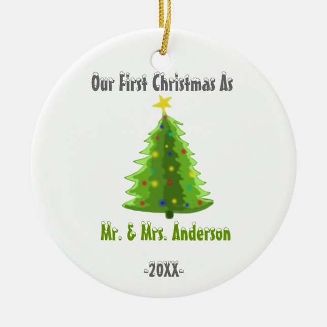 Unser erstes Weihnachten als Herr-u. Frau-Newly Keramik Ornament (Vorne)