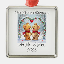 Unser erstes Weihnachten als Herr und Frau – 2025 Ornament Aus Metall
