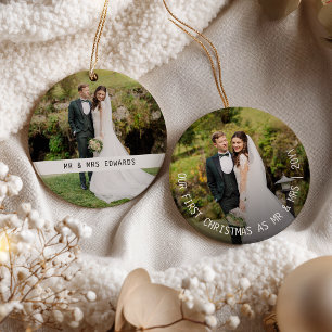 Unser erstes Weihnachten als Herr und Frau 2 Foto Ornament