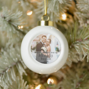 Unser erstes Weihnachten als Herr und Frau Foto Keramik Kugel-Ornament