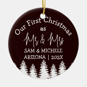Unser erstes Weihnachten als Herr und Frau frisch  Keramik Ornament