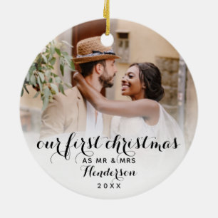 Unser erstes Weihnachten als Herr und Frau Hochzei Keramik Ornament